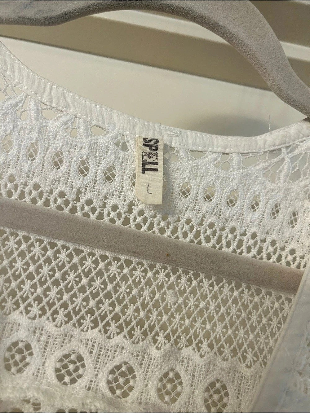 Spell & The Gypsy Saharan Embroidered Eyelet Maxi Dress in White Size Large - Picture 7 of 11